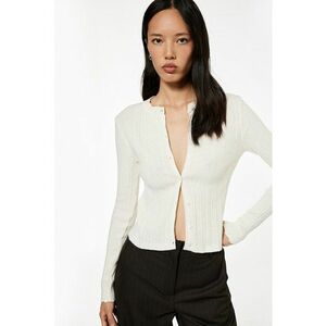 Cardigan slim fit striat - Alb fildes imagine
