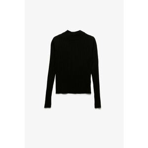 Pulover slim fit striat - Negru imagine