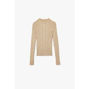Pulover uni slim fit tricotat - Bej imagine