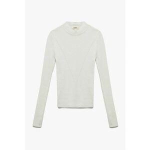 Pulover uni slim fit - Alb murdar imagine
