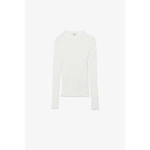 Pulover uni slim fit tricotat - Alb murdar imagine