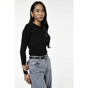 Bluza slim fit striata - Negru imagine