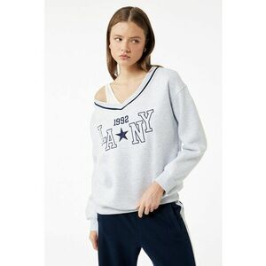 Bluza supradimensionata de trening cu maneci cazute - Gri deschis imagine