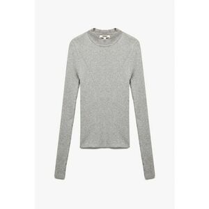 Pulover uni slim fit - Gri melange imagine