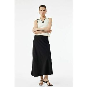 Fusta maxi cu aspect de satin - Negru imagine