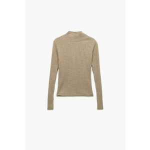 Pulover slim fit striat - Maro taupe imagine