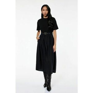 Rochie midi cu curea - Negru imagine