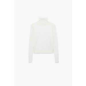 Pulover uni cu guler inalt - Alb optic imagine