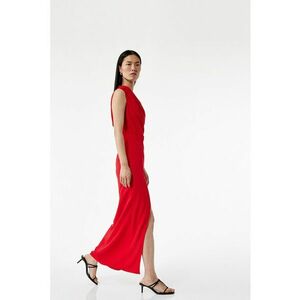 Rochie maxi cu decolteu pe un umar - Rosu vermillion imagine