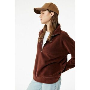 Bluza de trening cu fermoar si maneci cazute - Maro inchis imagine