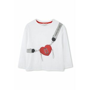 Bluza din bumbac cu design grafic - Alb optic/Rosu vermillion imagine