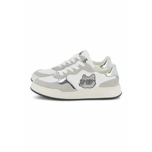 Pantofi sport din piele cu insertii din piele intoarsa - Alb/Grej imagine