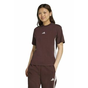 Tricou din bumbac cu decolteu la baza gatului - Alb/Maro inchis imagine