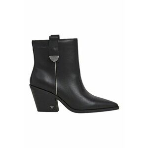 Botine din piele cu varf ascutit - Negru imagine