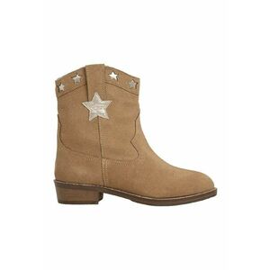 Ghete cowboy din piele intoarsa - Maro nisip/Argintiu imagine