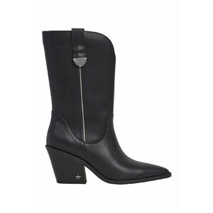 Cizme mid-calf din piele - Negru imagine