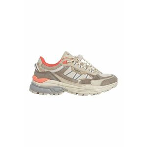 Pantofi sport din piele intoarsa cu talpa wedge si garnituri din material textil - Maro taupe/Gri cenusiu/Maro taupe deschis imagine