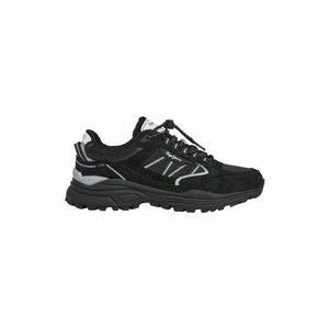 Pantofi sport din piele intoarsa cu talpa plata si insertii din material textil - Negru imagine
