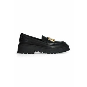 Pantofi loafer de piele cu logo metalic - Auriu/Negru imagine