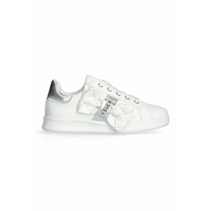 Pantofi sport de piele ecologica cu aplicatie funda - Alb/Argintiu imagine