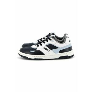 Pantofi sport din piele ecologica cu garnituri din piele - Alb/Albastru glaciar/Bleumarin imagine