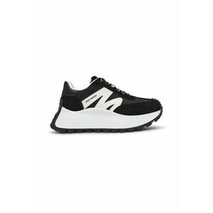 Pantofi sport de piele intoarsa si material textil - Alb/Negru imagine