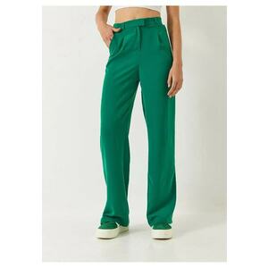 Pantaloni dama - cu buzunare - verde - poliester-bumbac imagine