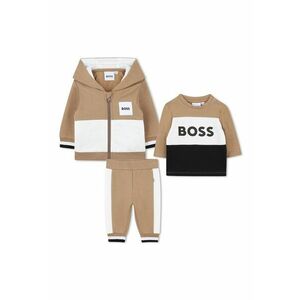 Set de trening si bluza cu imprimeu logo - 3 Piese - Alb/Maro taupe imagine