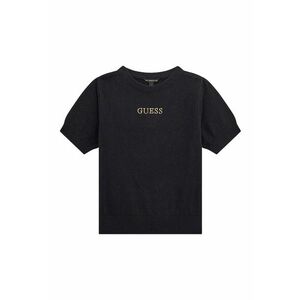 Pulover tricotat fin cu maneci scurte - Negru imagine