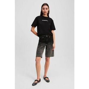 Pantaloni scurti din denim cu aspect decolorat - Negru imagine