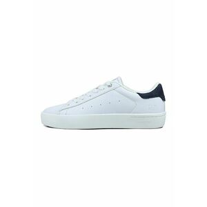 Pantofi sport de piele ecologica cu garnituri de piele intoarsa - Alb/Bleumarin imagine