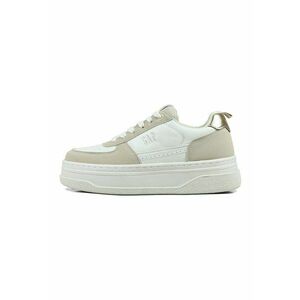 Pantofi sport flatform de piele ecologica - Alb murdar imagine