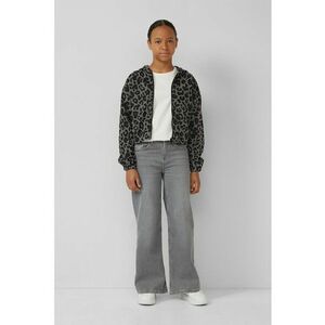 Jacheta cu animal print si fermoar - Negru/Gri inchis imagine