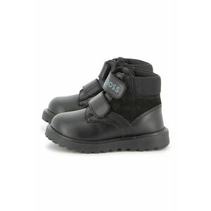 Ghete din piele cu inchidere cu velcro - Negru imagine