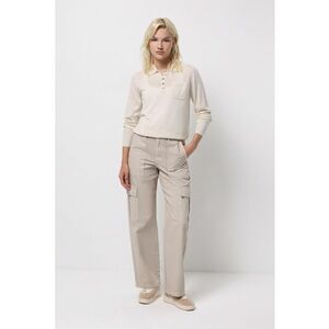 Pantaloni cargo cu croiala ampla - Bej deschis imagine