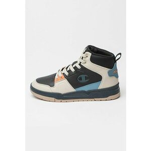 Pantofi sport mid-cut de piele ecologica - Albastru pastel/Alb murdar/Gri antracit imagine