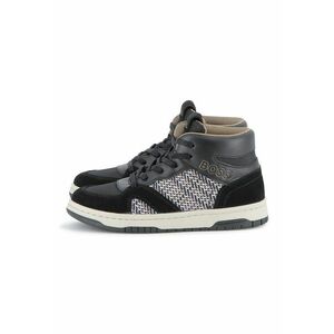 Pantofi sport mid-high cu garnituri din piele - Negru/Gri inchis imagine