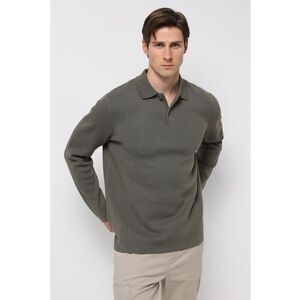 Bluza polo cu model uni - Kaki imagine