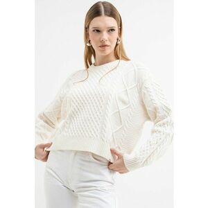 Pulover din amestec de lana cu model torsade - Alb imagine