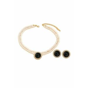 Set colier choker si cercei - auriu - cu perle si pietre - Orville C5 imagine