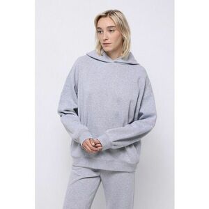 Hanorac supradimensionat cu model uni - Gri deschis melange imagine