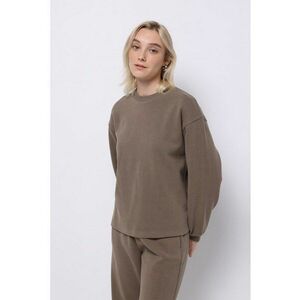 Bluza de trening cu model uni si maneci cazute - Maro deschis imagine