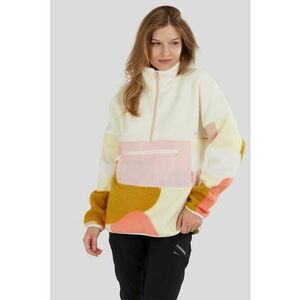 Bluza de trening din fleece cu fermoar scurt - pentru trekking Riva - Caramel/Roz prafuit/Crem imagine