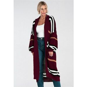Cardigan dama - visiniu - material tricotat acril imagine