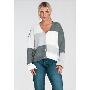 Cardigan scurt - gri - pentru femei - material calduros - acril imagine