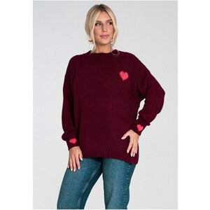 Pulover dama - tricotat gros - visiniu imagine