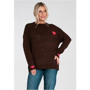 Pulover dama - M1240 - tricotat gros - maro imagine