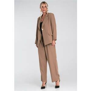 Costum de dama cu pantaloni largi - bej - poliester imagine