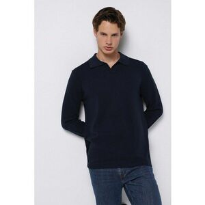 Pulover regular fit cu guler polo - Albastru ultramarin imagine
