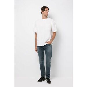 Blugi slim fit din bumbac cu talie medie - Albastru inchis imagine